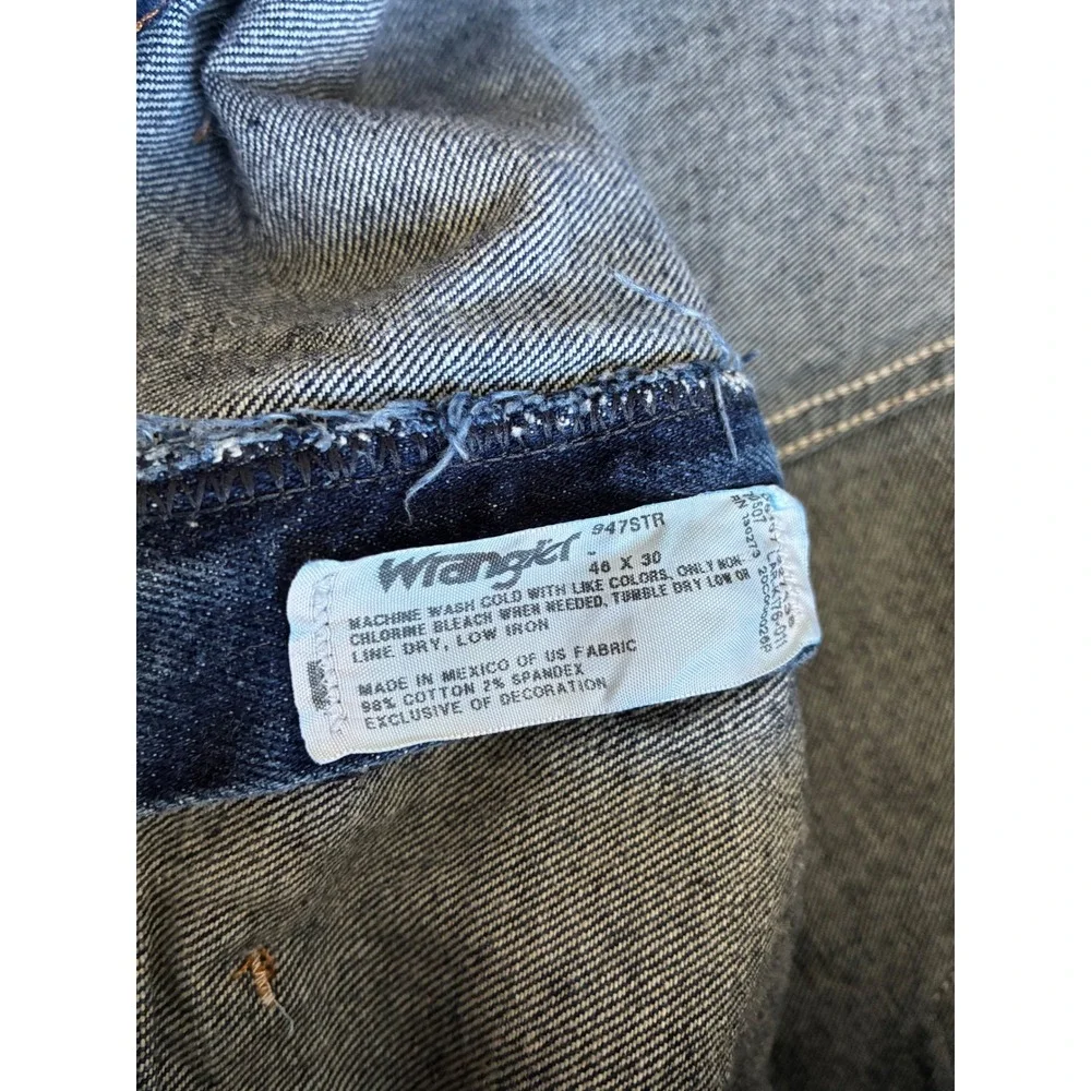 VTG‎ Wrangler Y2K Cowboy Cut Western Dark Bootcut Denim Jeans 46x30 947STR